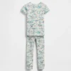 Conjunto de pijama de algodón orgánico cepillado con estampado de dinosaurios para bebés y niños