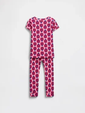 Conjunto de pijama de algodón orgánico cepillado con estampado de mariquitas para bebés y niños pequeños