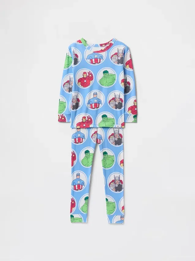 Conjunto de pijama de algodón orgánico cepillado de Marvel para Bebé y Niño
