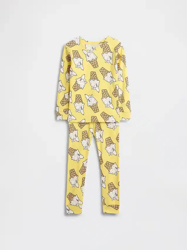 Conjunto de pijama de algodón orgánico cepillado de Snoopy para bebés y niños