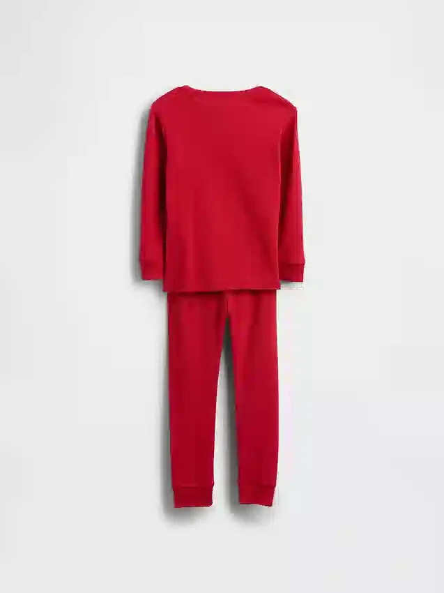 Conjunto de pijama de algodón orgánico cepillado estilo Henley para bebés y niños