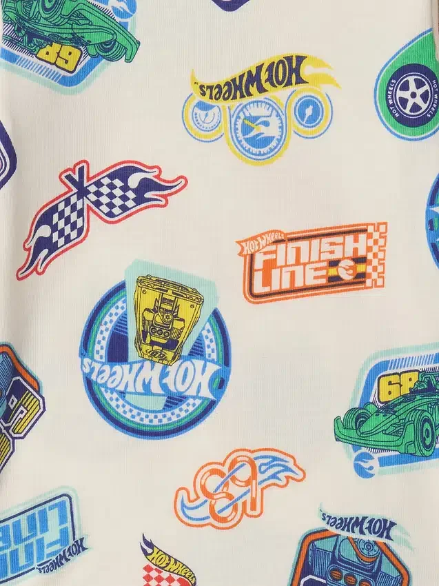 Conjunto de pijama de algodón orgánico cepillado Hot Wheels para bebés y niños