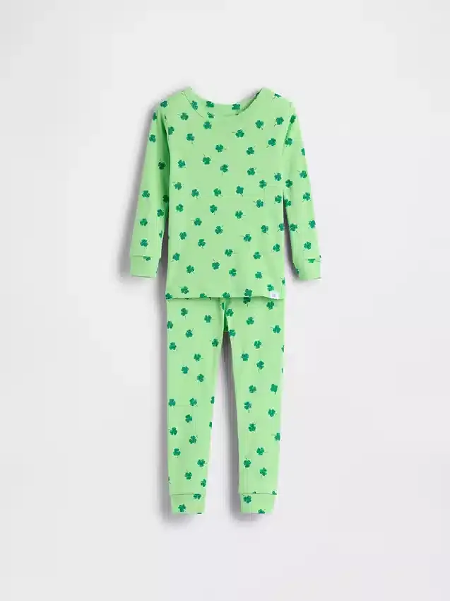 Conjunto de pijama de algodón orgánico cepillado para bebés y niños