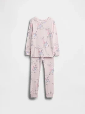 Conjunto de pijama de algodón orgánico cepillado para bebés y niños