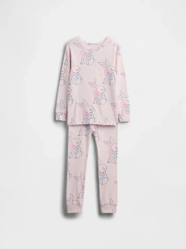 Conjunto de pijama de algodón orgánico cepillado para bebés y niños