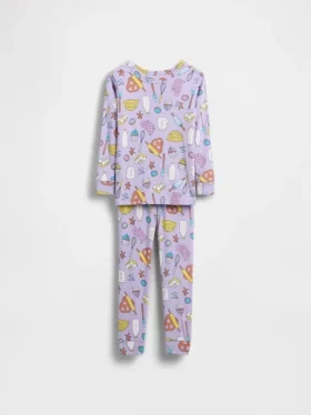 Conjunto de pijama de algodón orgánico cepillado para bebés y niños
