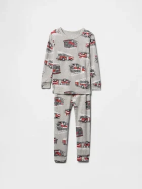Conjunto de pijama de algodón orgánico cepillado para bebés y niños