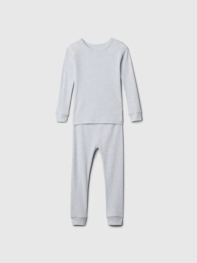 Conjunto de pijama de algodón orgánico cepillado para bebés y niños