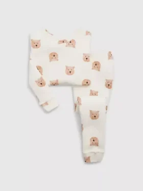 Conjunto de pijama de algodón orgánico cepillado para bebés y niños