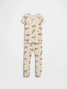 Conjunto de pijama de algodón orgánico cepillado para bebés y niños