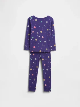 Conjunto de pijama de algodón orgánico cepillado para bebés y niños