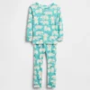 Conjunto de pijama de algodón orgánico cepillado para bebés y niños