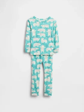 Conjunto de pijama de algodón orgánico cepillado para bebés y niños