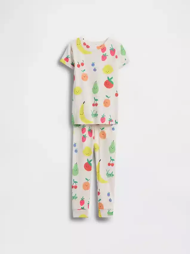 Conjunto de pijama de algodón orgánico cepillado para bebés y niños