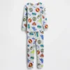 Conjunto de pijama de algodón orgánico cepillado para bebés y niños