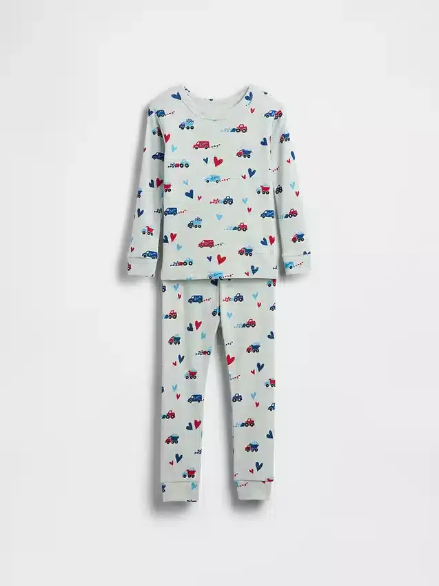 Conjunto de pijama de algodón orgánico cepillado para bebés y niños