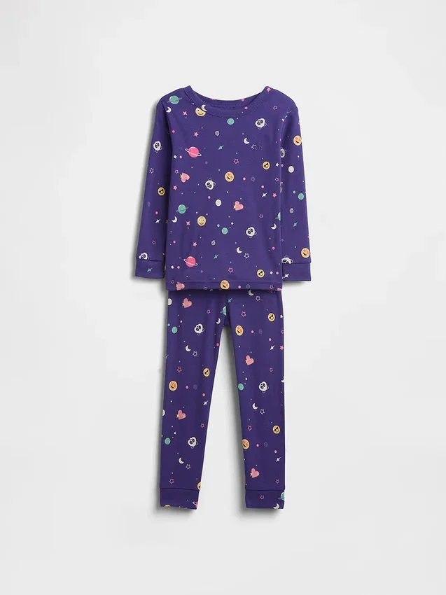 Conjunto de pijama de algodón orgánico cepillado para bebés y niños