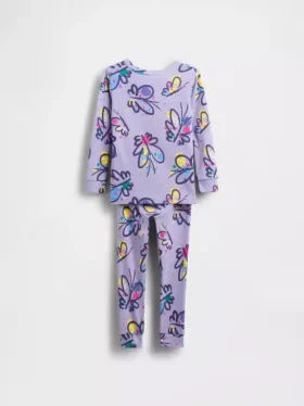 Conjunto de pijama de algodón orgánico cepillado para bebés y niños