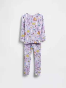 Conjunto de pijama de algodón orgánico cepillado para bebés y niños