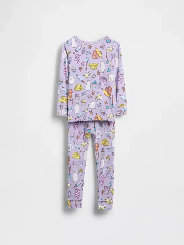 Conjunto de pijama de algodón orgánico cepillado para bebés y niños