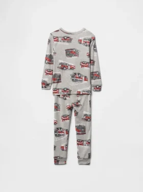 Conjunto de pijama de algodón orgánico cepillado para bebés y niños