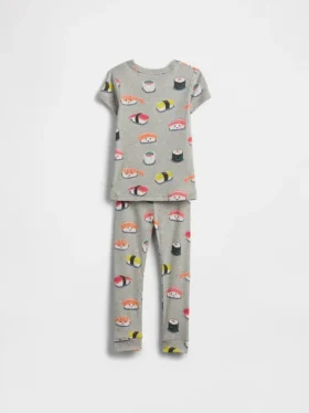 Conjunto de pijama de algodón orgánico cepillado para bebés y niños