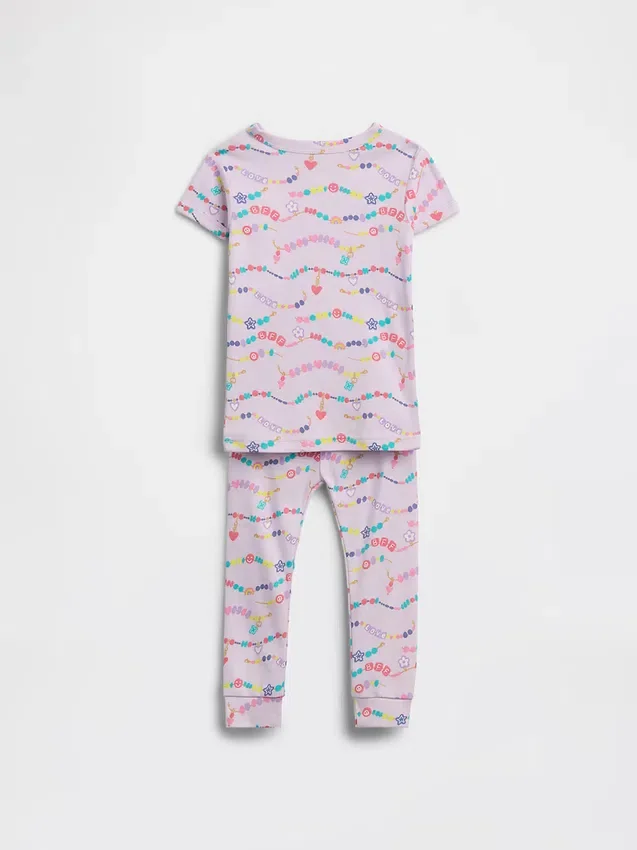 Conjunto de pijama de algodón orgánico cepillado para bebés y niños