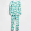 Conjunto de pijama de algodón orgánico cepillado para bebés y niños