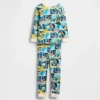 Conjunto de pijama de algodón orgánico cepillado para bebés y niños