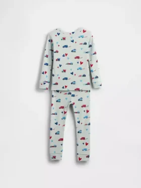 Conjunto de pijama de algodón orgánico cepillado para bebés y niños