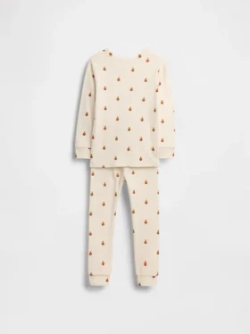 Conjunto de pijama de algodón orgánico cepillado para niños y bebés con el oso Pumpkin Bear