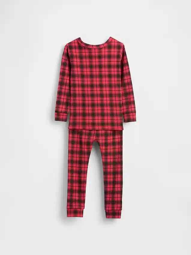 Conjunto de pijama de fiestas de algodón orgánico cepillado para niños y bebés