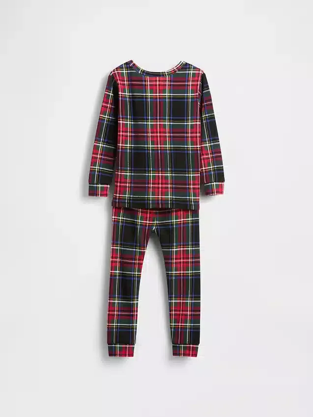 Conjunto de pijama de fiestas de algodón orgánico cepillado para niños y bebés