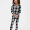 Conjunto de pijama de fiestas de algodón orgánico cepillado para niños y bebés