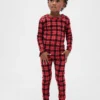 Conjunto de pijama de fiestas de algodón orgánico cepillado para niños y bebés