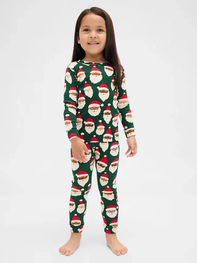 Conjunto de pijama de fiestas de algodón orgánico cepillado para niños y bebés