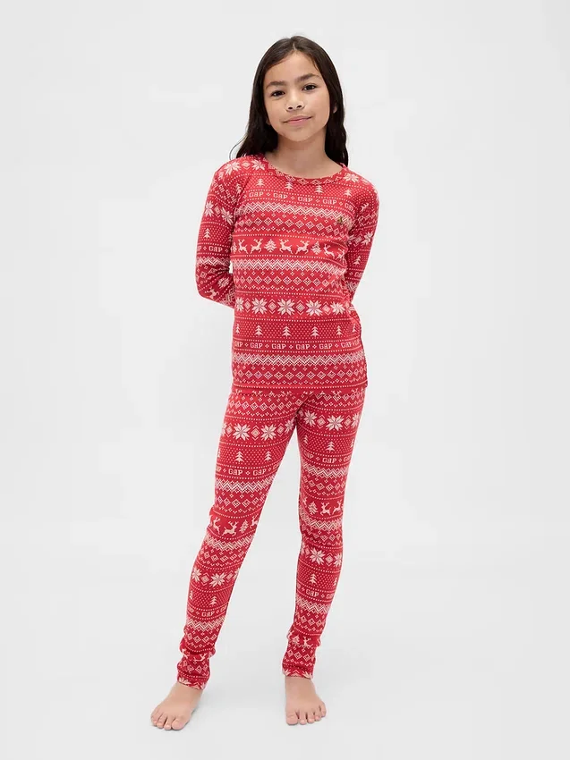 Conjunto de pijama de fiestas de algodón orgánico cepillado para niños y bebés