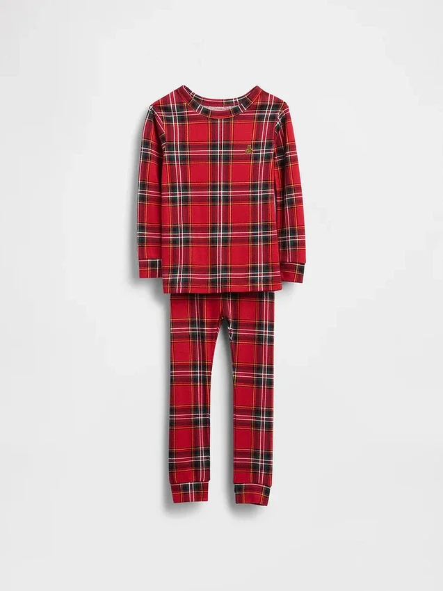 Conjunto de pijama de fiestas de algodón orgánico cepillado para niños y bebés