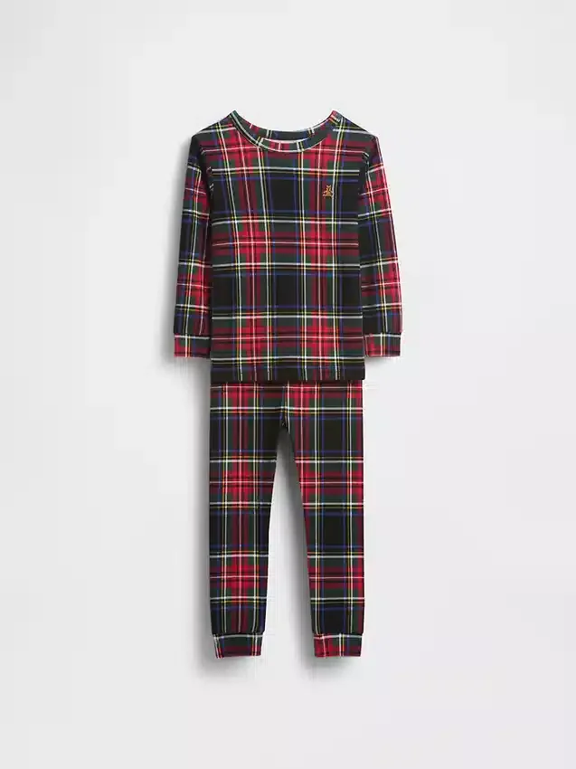 Conjunto de pijama de fiestas de algodón orgánico cepillado para niños y bebés