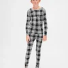 Conjunto de pijama de fiestas de algodón orgánico cepillado para niños y bebés
