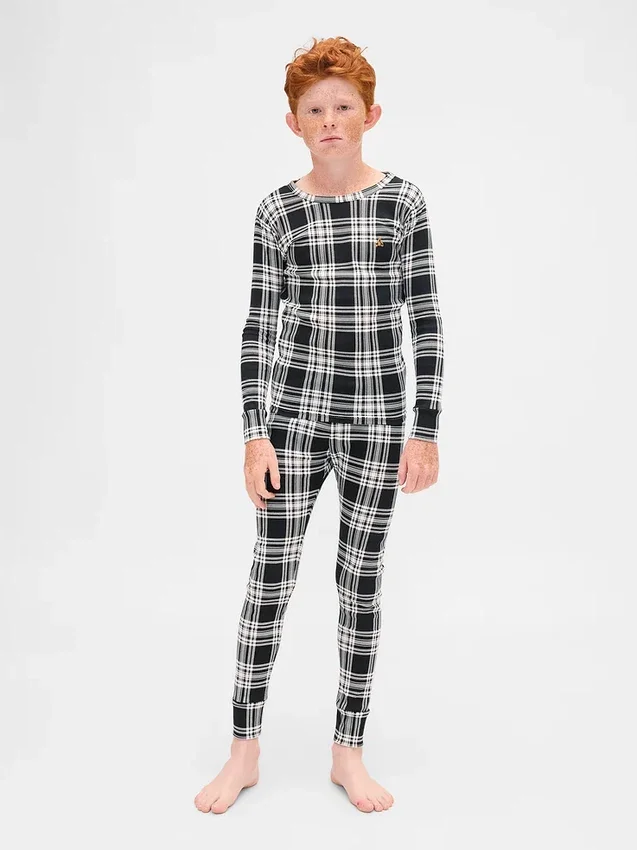 Conjunto de pijama de fiestas de algodón orgánico cepillado para niños y bebés