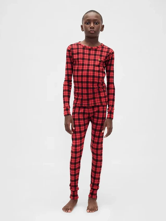 Conjunto de pijama de fiestas de algodón orgánico cepillado para niños y bebés