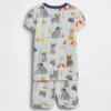 Conjunto de pijama de pantalones cortos de algodón orgánico cepillado «Beach Dogs» para bebés y niños