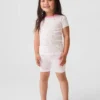 Conjunto de pijama de pantalones cortos de algodón orgánico cepillado con diseño de conchas marinas para Bebé y Niño