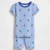 Conjunto de pijama de pantalones cortos de algodón orgánico cepillado con diseño de osito futbolista para bebés y niños pequeños
