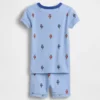 Conjunto de pijama de pantalones cortos de algodón orgánico cepillado con diseño de osito futbolista para bebés y niños pequeños