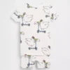 Conjunto de pijama de pantalones cortos de algodón orgánico cepillado «Scooter Seagull» para Bebé y Niño