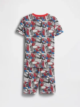 Conjunto de pijama de pantalones cortos para niños de Spider-Man de algodón orgánico cepillado