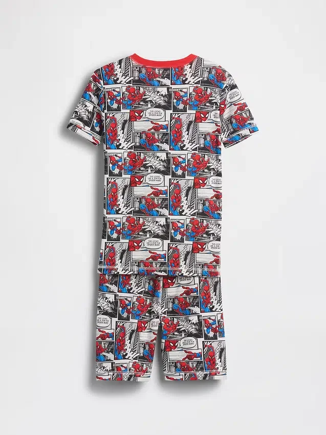 Conjunto de pijama de pantalones cortos para niños de Spider-Man de algodón orgánico cepillado