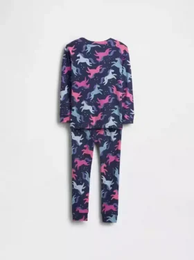 Conjunto de pijama de unicornio de algodón orgánico cepillado para bebés y niños
